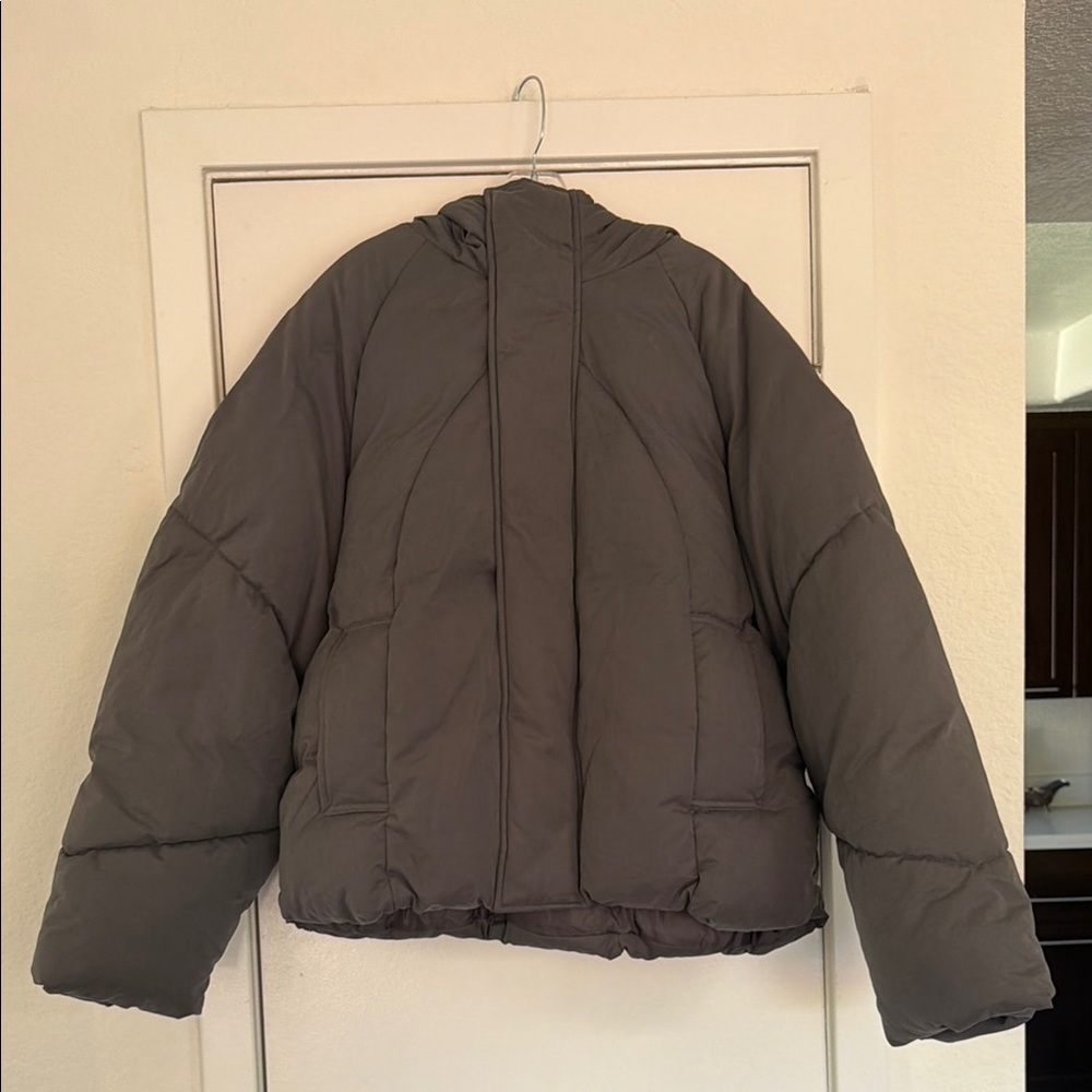 Asos Design Puffer Jacket in Charcoal Gray